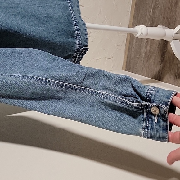 ​Mr A Wei Original Vintage XXL Pleated Denim Trucker Jacket Light Wash - Picture 9 of 15